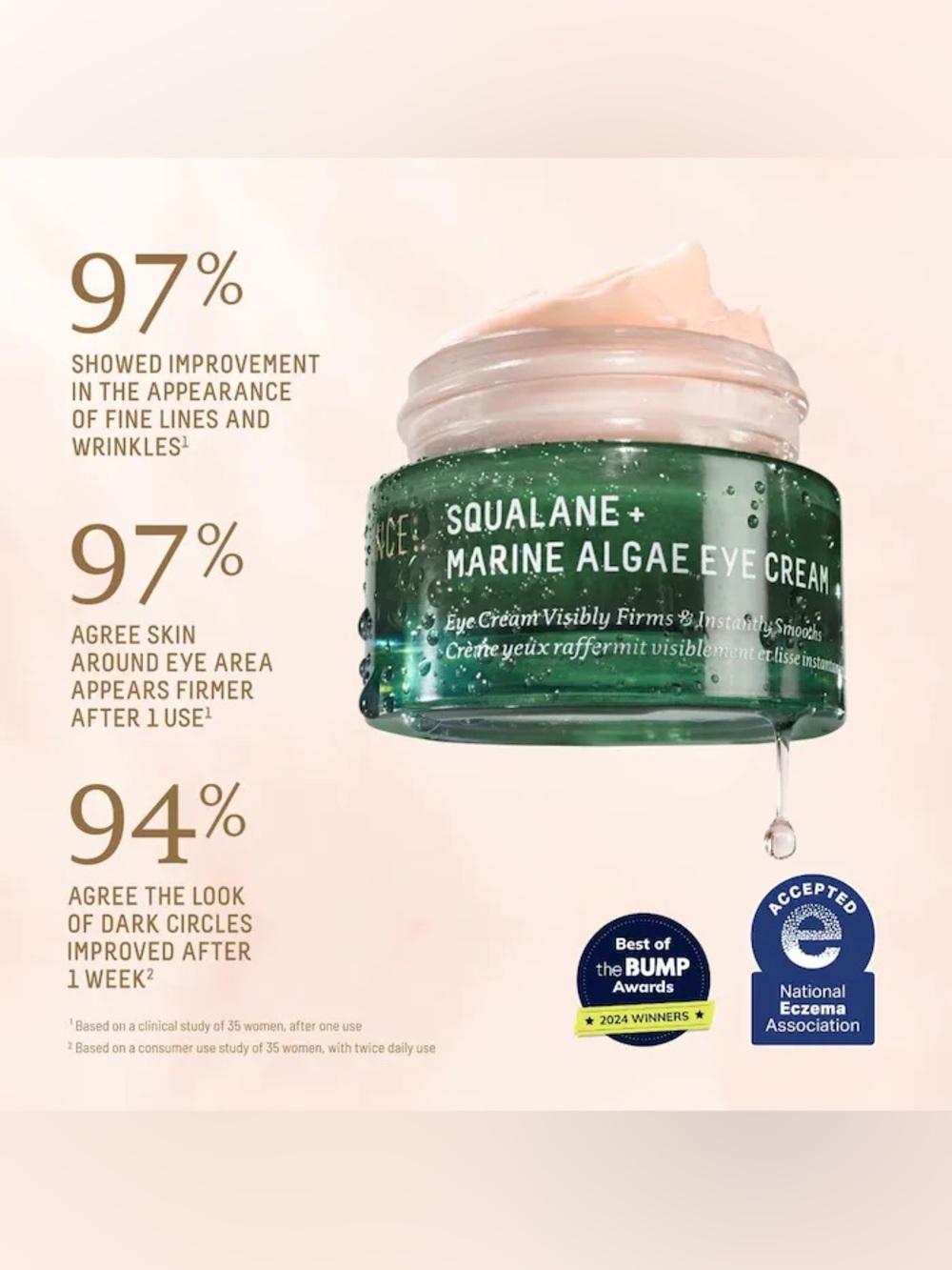 Biossance Marine Algae Eye Cream for Fine Lines & Dark Circles + Squalane - Picture 9 of 11